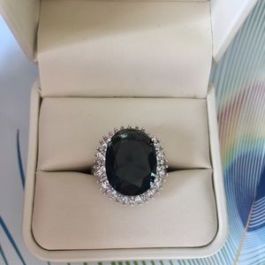 London Blue Topaz Sterling Halo Ring